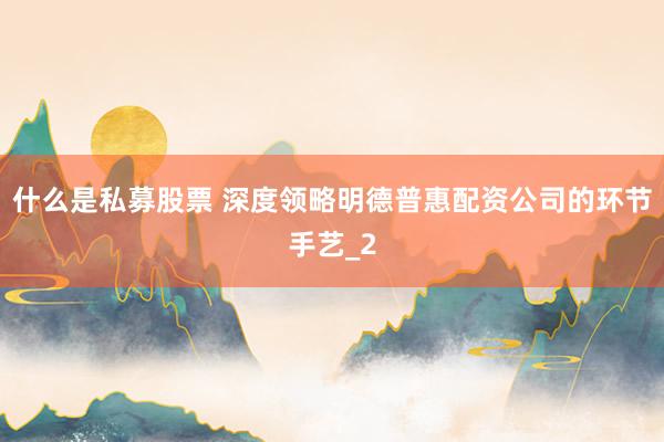 什么是私募股票 深度领略明德普惠配资公司的环节手艺_2