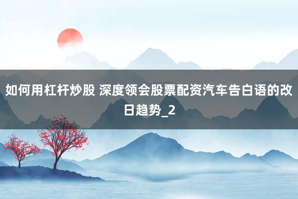 如何用杠杆炒股 深度领会股票配资汽车告白语的改日趋势_2